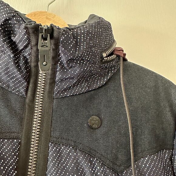 G-STAR RAW Womens Blizzard Tromp Hooded Jacket Coat Black Maroon Size Medium - Picture 3 of 13